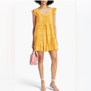 NWT SALONI size 0 Maggie pintucked printed cotton and silk-blend voiledress